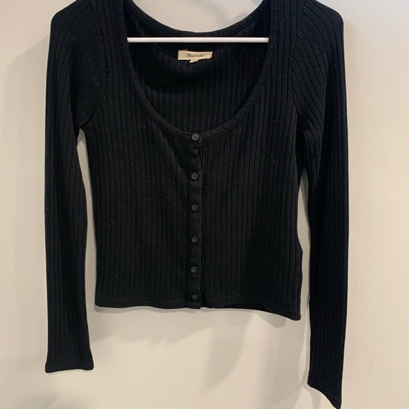 Madewell Tops - Madewell Black Fitted Ribbed Blouse